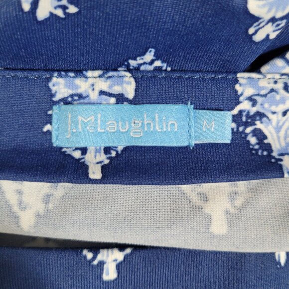 J. McLaughlin Women's Boat Neck Jersey Knit Drawstring Dress Blue White Size Med - Picture 7 of 9